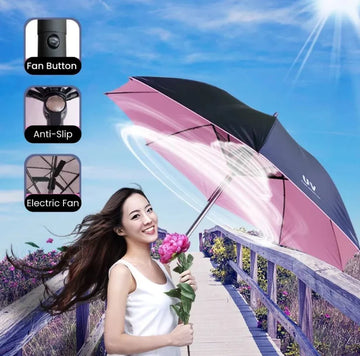 Portable Fan Umbrella | Stay Cool Under the Sun
